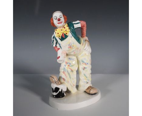 A whimsical Coalport fine bone china figurine titled Auguste's Mishap from the Cavalcade of Clowns series. This lively piece 