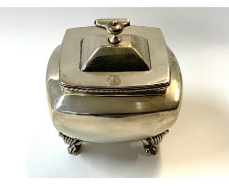 A small hallmarked silver tea caddy. (B).