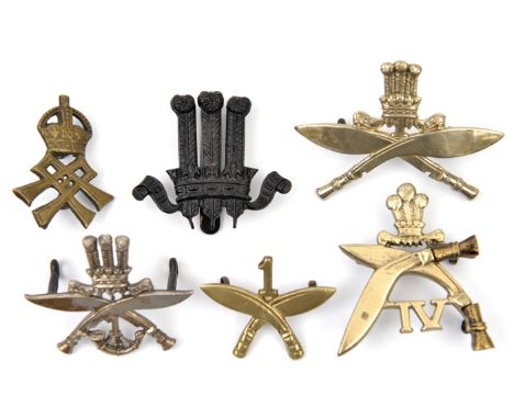 6 Gurkha WM headdress badges: 1st K George V; 1/crossed kukries, POW’s feathers/ crossed kukris (Cox 2577) and POW’s feathers