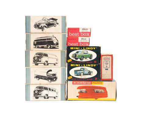 A small quantity of empty boxes/various makes. 5x Wiking 1:43 scale Volkswagen; Beetle cabriolet, Achtsitzer (8 Seater), Feue