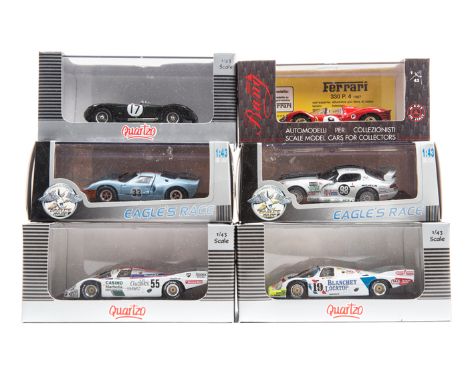 20 1:43 racing cars. 9 Quartzo – Aston Martin DB3S L.M. 1953, 2x Jaguar C-Type L.M. 1953, Jaguar D Type L.M. 1954, 2x Porsche