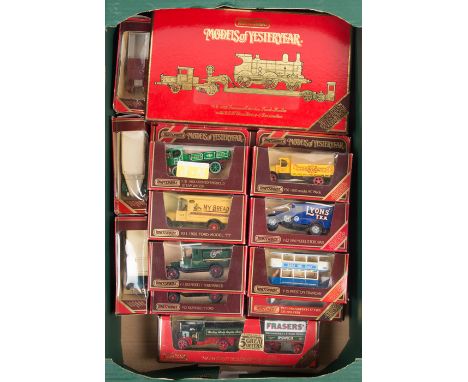 32 Matchbox Models of Yesteryear in maroon boxes. Including; 1929 Scammell 100t Truck-trailer with GER Class E4 2-4-0 locomot