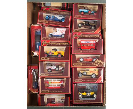 40 Matchbox Models of Yesteryear in maroon boxes. Including: 1918 Crossey Warings, 1910 Renault Ambulance, Preston Tramcar, 1