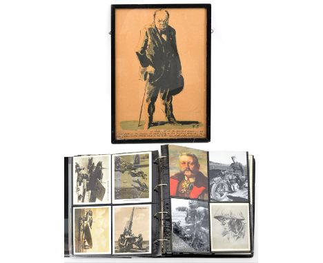 A small collection of mainly WWII German and other European printed card and postal ephemera,  including 2 typed Waffen SS re