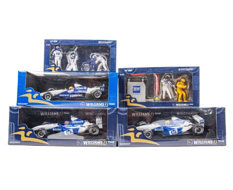 3 Minichamps 1:18 F1. 3 Williams – BMW FW22 show car 2001 R. Schumacher and 2x BMW FW25 J.P. Montoya and R. Schumacher, both 