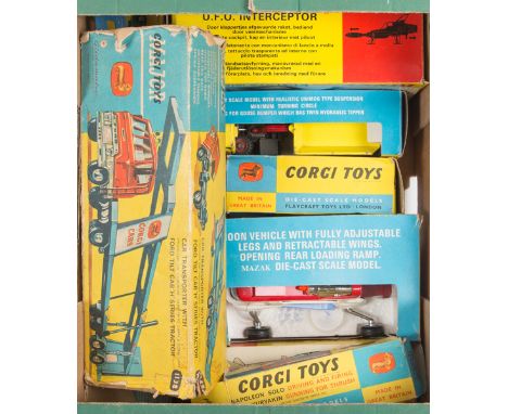 A small quantity of Corgi and Dinky. Man From UNCLE Oldsmobile. In metallic blue with plastic wing lights, action non-operati