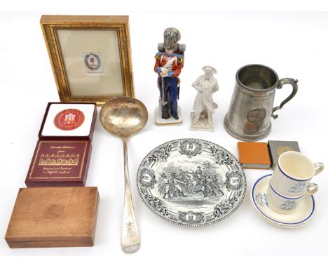 A silver plated ladle, engraved badges and “3rd Vol Battn. RWF” on stem (some wear);  a pewter tankard commemorating the firs