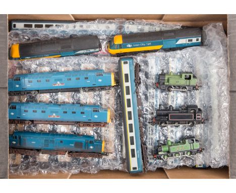 A quantity of OO railway by Hornby, Tri-ang, Lima, etc. 2x BR Class 55 Deltic Co-Co diesel locomotives, both Firth and Forfar
