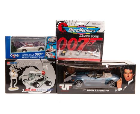 A quantity of James Bond related vehicles and figures. Including Corgi – BMW Z8 & Diorama, Space Shuttle & Hugo Drax figure, 