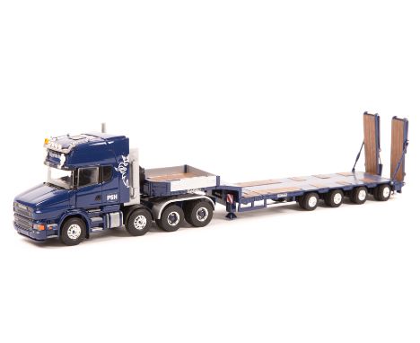 2 recent issue Dutch Tekno trucks. A Scania R164G-580 Longline V8 forward control 12 wheeled tractor unit and 16 wheeled Gold