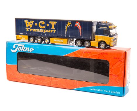 A recent issue Dutch Tekno Volvo FH540 forward control 10 wheeled tractor unit and 6 wheeled curtain sided trailer. Sleeper c