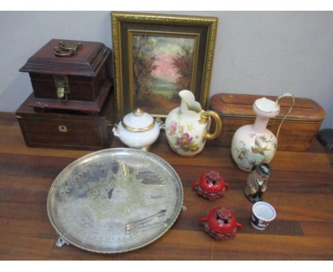 Nineteenth century and later collectables to include a Royal Worcester blush ivory glazed flatback jug, a Royal Doulton jug W
