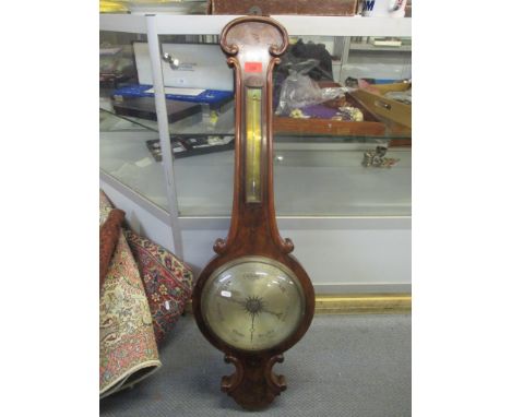 A Victorian mahogany barometer having a scroll case and a silvered dial, 102cm h x 31.5cm wLocation: 