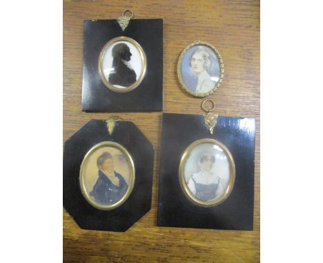 Two 19th century miniature portraits, one signed Allison, in 19th century frames, an early 20th century portrait miniature, h