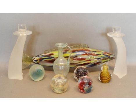 A Murano Glass Model of a Fish together with a collection of other glass ware 