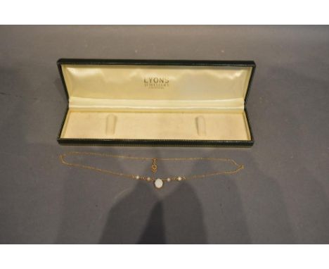 A 9ct. Gold Opal and Pearl Set Necklace with Original Box 