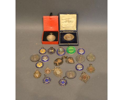 A Collection of Silver and Enamel Decorated Medallions 