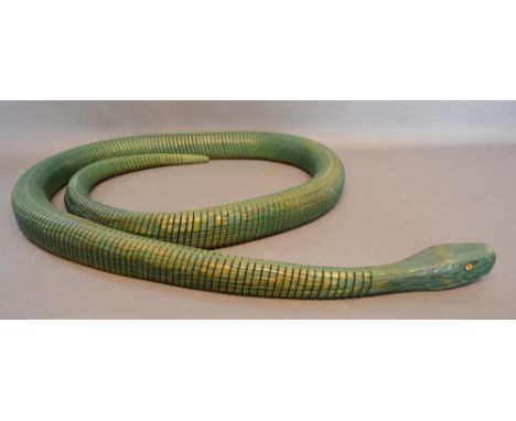 An Articulated Wooden Model of a Snake, 190 cms long 