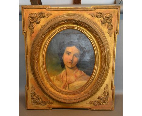 Attributed to William Poole, 1854 onwards, England, Portrait of the Artist's Sister Mary Anne Poole, an oval portrait oil on 