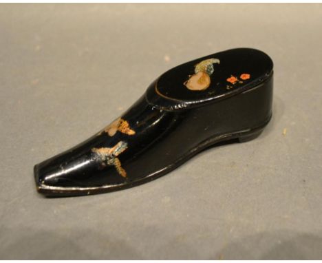 A 19th Century Lacquered Snuff Box in the form of a Shoe 