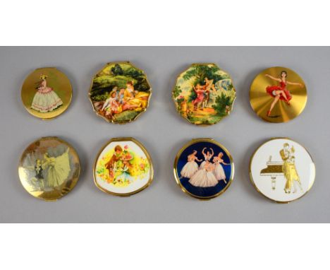 Stratton vintage compacts, all with figural decoration including one with four dancers signed Balon  Art Deco style dancing c