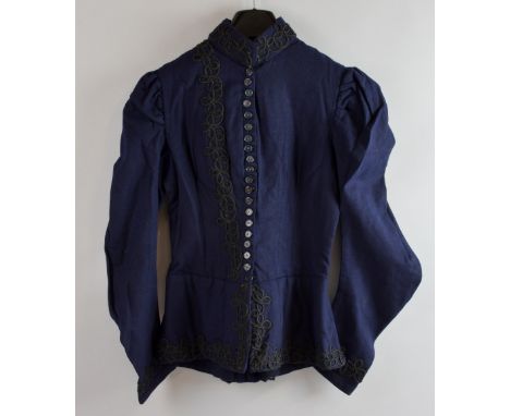 Two Victorian bodices in brown silk taffeta and black silk cut velvet, together with two others in wool (4).  Brown bodice in