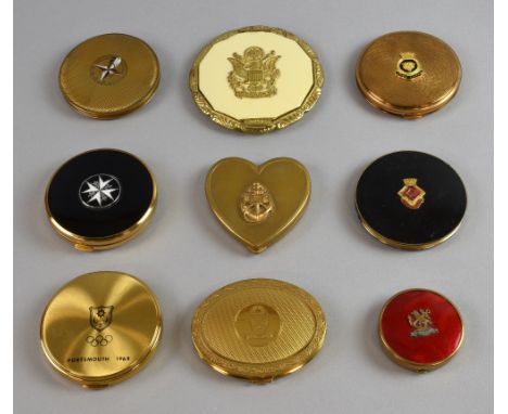English and American powder compacts commemorating the 1951 Festival of Britain, the 1968 British Olympic team  training in P