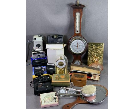 ECLECTIC PARCEL - clocks, barometer, photography items, dressing table items ETC