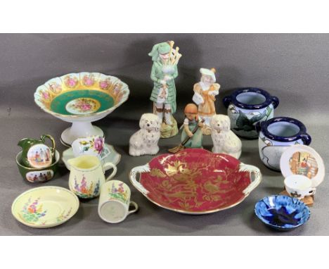 CABINET CHINA ASSORTMENT including Royal Doulton dog, Goebel figure, Staffordshire, Welsh Ladies ETC