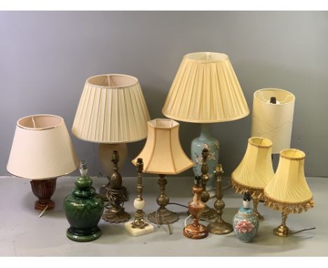 LIGHTING - Crown Devon table lamp, 40cms H (no fitting and shade) and a large parcel of other ornamental table lamps