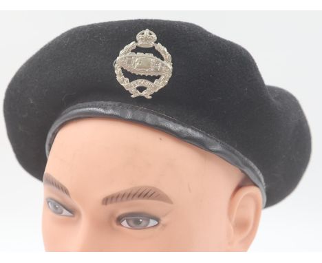 Royal Tank Regiment badged black beret. UK P&amp;P Group 1 (£16+VAT for the first lot and £2+VAT for subsequent lots) 