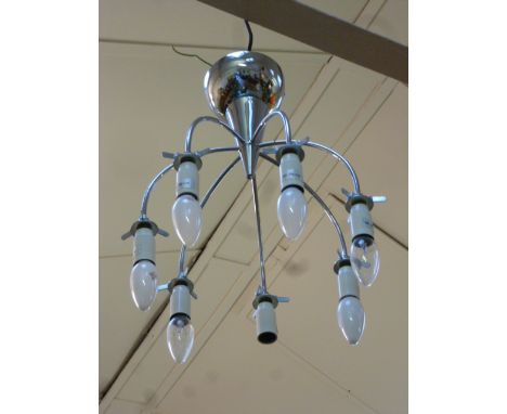 An aluminium six branch ceiling light by Foscarini CONDITION REPORT: No guarantee to working order
