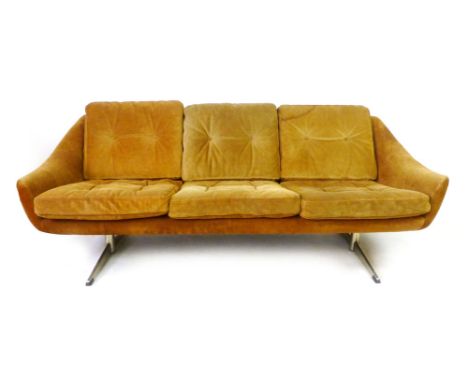 A Danish 1970's suede three-seater sofa on chrome supports by Eran, l. 180 cm CONDITION REPORT: Suede worn and marked in plac