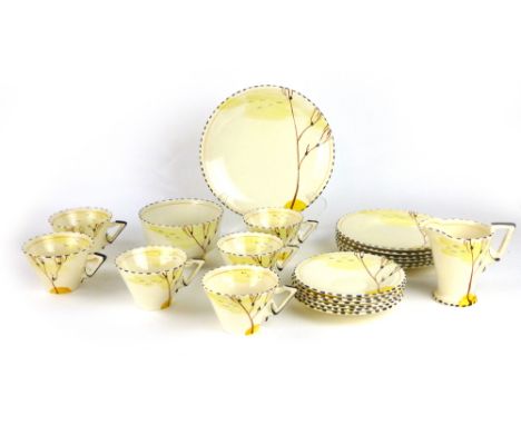 A 1930's Burleigh ware 'Zenith' pattern six sitting  part tea service CONDITION REPORT: Six cups, saucers, side plates, one b