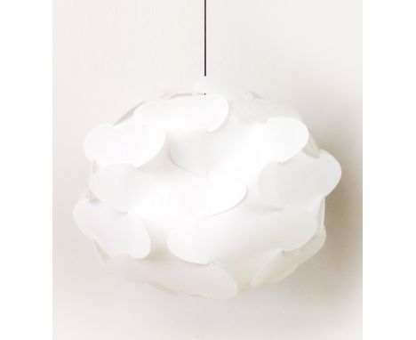 A spherical white perspex ceiling light, h. 50 cm CONDITION REPORT: No guarantee to working order