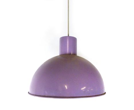 A 1970's lilac ceiling light of bell form CONDITION REPORT: Knocks and wear, working order unknown