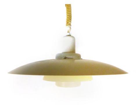 A 1970's white three-tier ceiling light in the manner of Louis Poulsen CONDITION REPORT: Knocks and wear, working order unkno