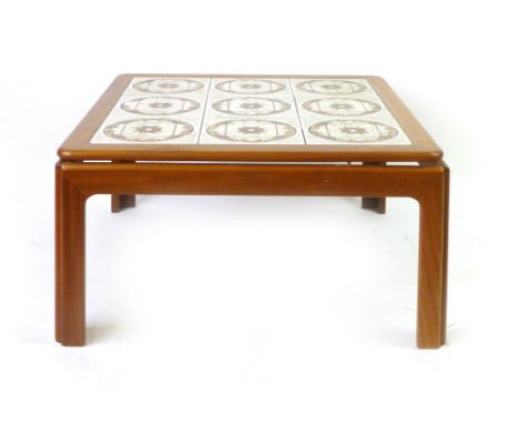 A G-plan tile topped and teak coffee table, w. 71 cm CONDITION REPORT: Structurally sound, some wear