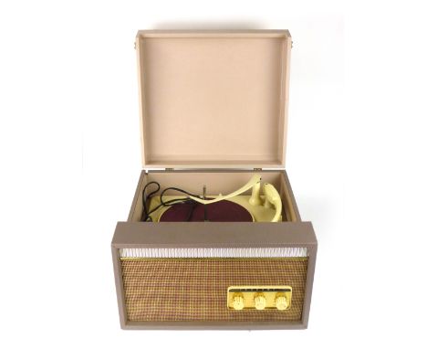 A 'Studio' record player by Collaro together with a H.M.V. 'flying saucer' space heater CONDITION REPORT: No guarantee to wor