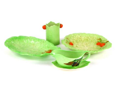 A group of Carltonware tablewares decorated with tomatoes on a green ground CONDITION REPORT: No obvious chips or cracks