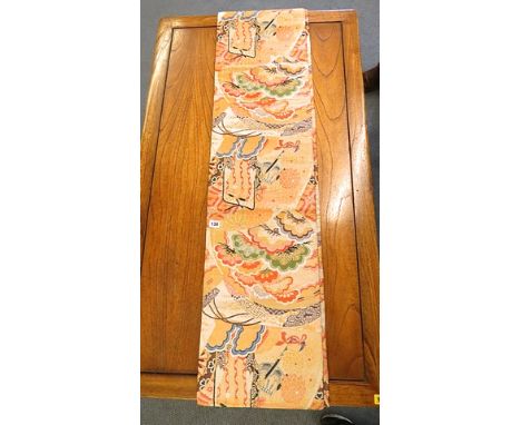 Two vintage ornate gilt and decorated obi