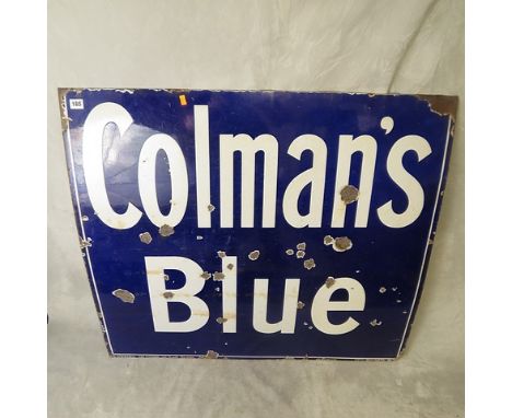 An early 20th century 'Coleman's Blue' enamel sign, 34 2/8 x 37 6/8