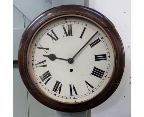AN EARLY 20TH CENTURY OAK-CASED DIAL CLOCK (no glass, case needs attention)