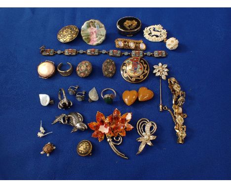 A COLLECTION OF COSTUME JEWELLERY to include an Italian coloured enamel and filagree work and other similar items