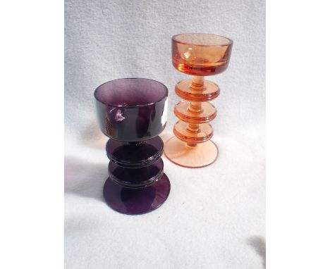A RONALD STENNETT WILSON CANDLESTICK 14.5cm high and another smaller by Wedgwood, 12cm high (tiny chip)