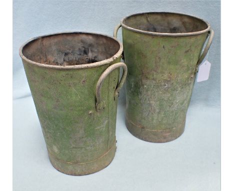 TWO VINTAGE GALVANIZED TIN FLORIST'S PAILS with original paint, circa 1920s
