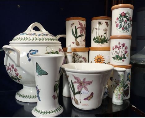A COLLECTION OF PORTMEIRION 'BOTANIC GARDEN' STORAGE JARS a large tureen with ladle and similar Portmeirion