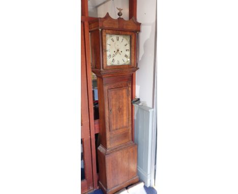 A 19TH CENTURY OAK CASED 8 DAY LONGCASE CLOCK 