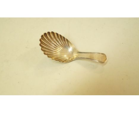 A George III silver caddy spoon, probably John Snatt, London 1806, having shell bowl, 8g.