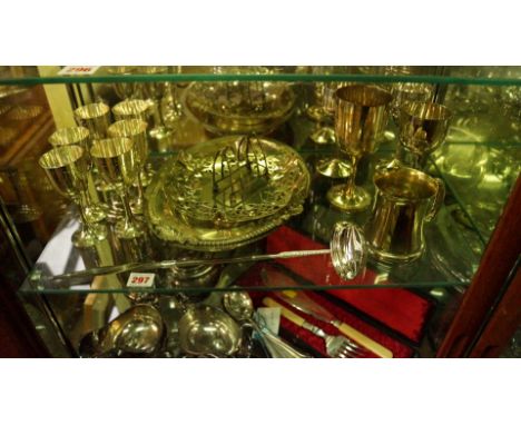 A white metal toddy ladle; together with sundry electroplated items. 